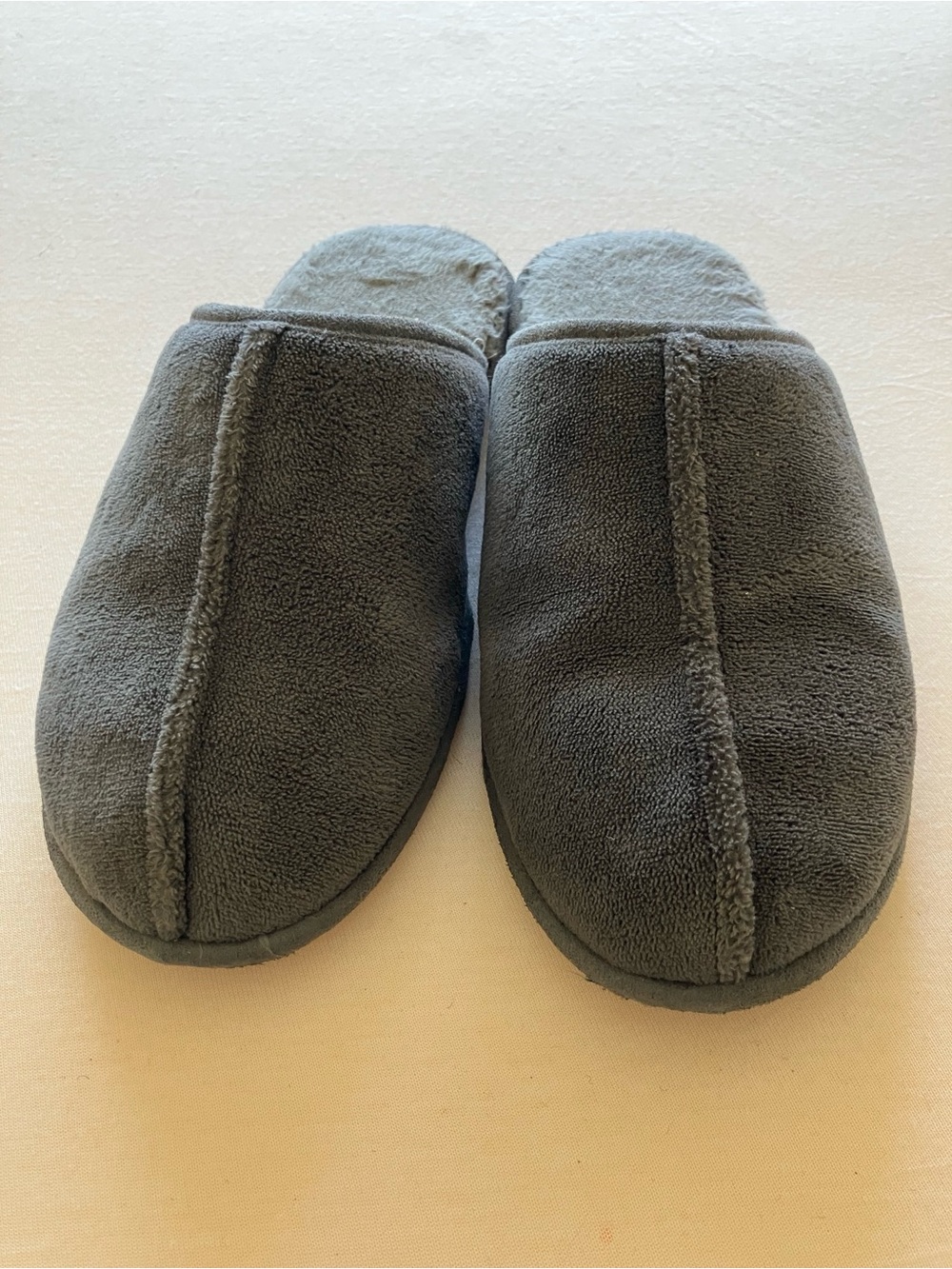 Men's Gray Plush Open Back House Slippers Slip On Clogs Size 8